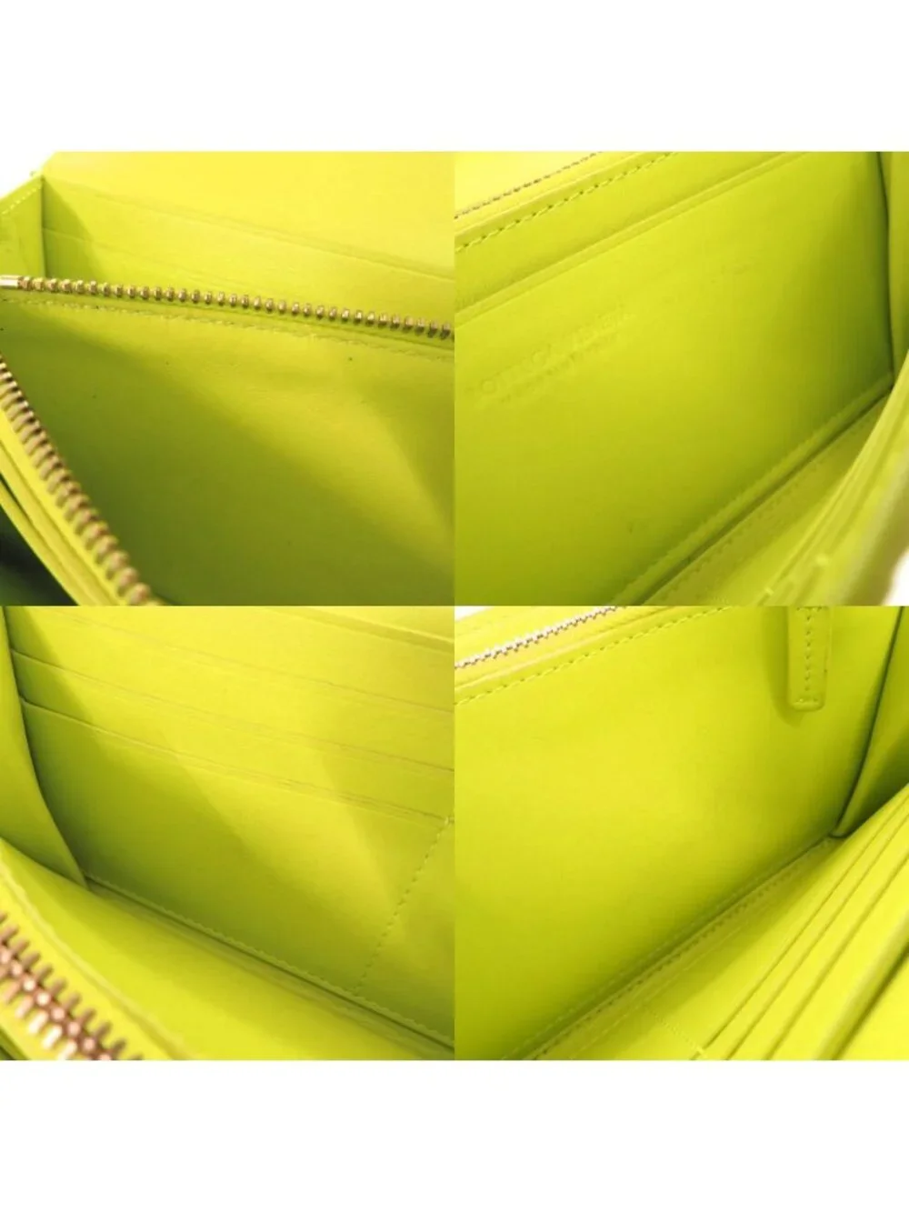 Bottega Veneta Intrecciato Leather Yellow Green Wallet